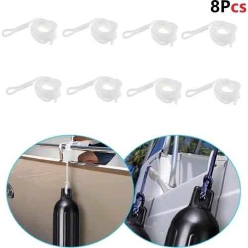 8PCS White Boat Fender Line 6mm*1.5M Double Braided Fender Line Marine Mooring Line For Yacht Boat Accessories Marine