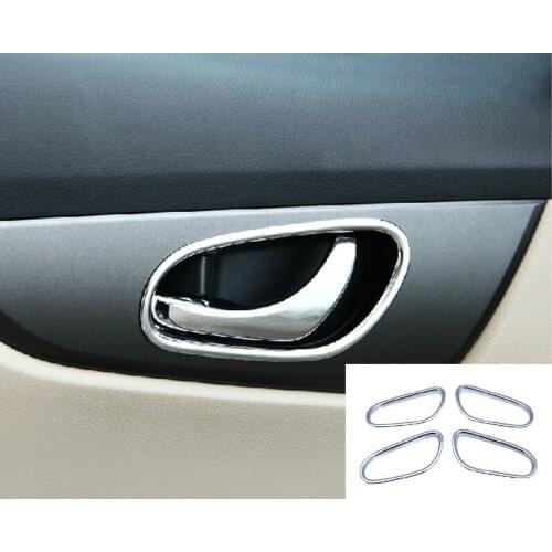 ABS chrome inner door handle bowl cover trim sticker fit for X-Trail Rogue 2014 2015 4pcs per set