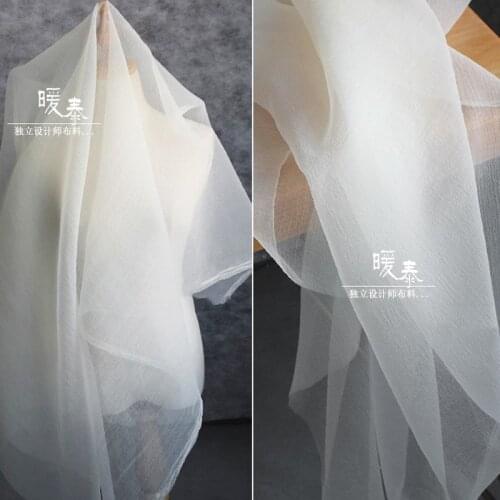 Crepe Tulle Fabric Organza Off White DIY Patchwork Scarf Veil Background Decor Fluffy Skirt Wedding Dress Designer Fabric