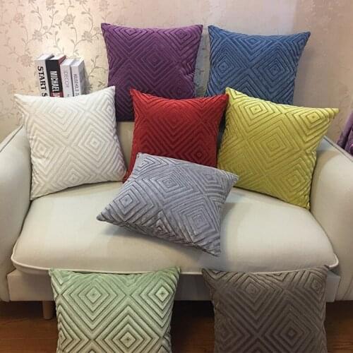 Beige Green Yellow Chenille Flocking Cushion Cover Grey Geometric Home Decorative Pillow Cover Decorative Pillow Case 45x45cm