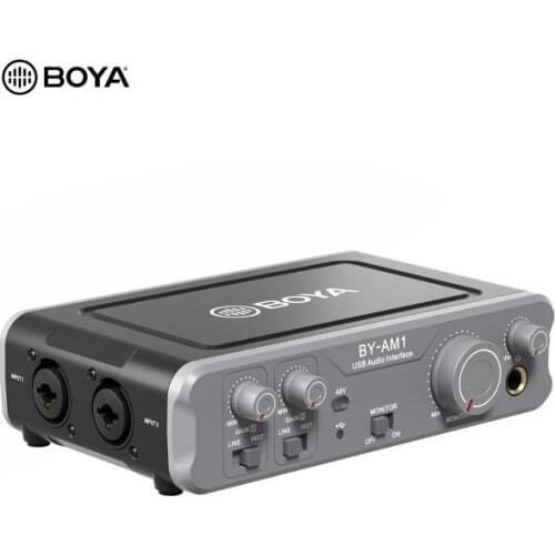 BOYA BY-AM1 Dual-Channel Audio Mixer USB Audio 6.35mm/XLR Combo Inputs 6.35mm Headphone 48V Phantom Power for Audio Recording