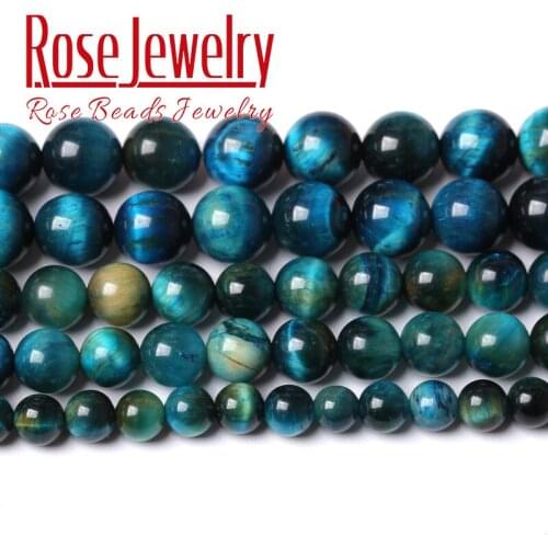 Natural Blue Tiger Eye Beads For Jewelry Making Round Loose Spacer Stone Beads DIY Bracelet Necklaces Accessories 4 6 8 10 12mm