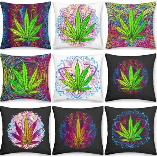 Green Plant Pillowcase Decorative Sofa Cushion Case Bed Pillow Cover Home Decor Car Cushion Cover Polyester Pillow Case 45*45cm