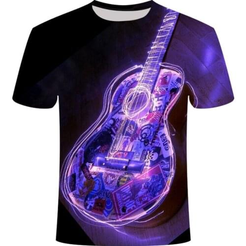 Guitar art Musical instrument 3D full printing fashion t shirt Unisex hip hop style tshirt streetwear casual summer style