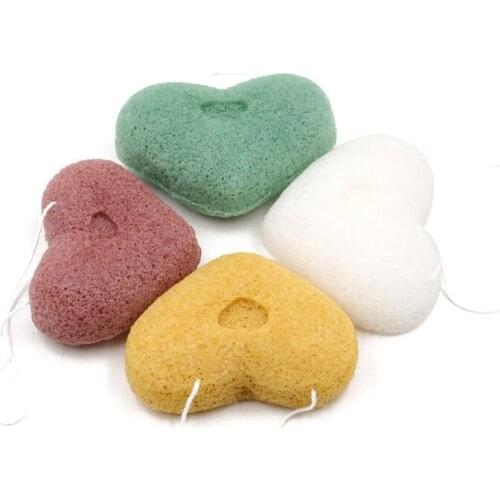 50pcs/lot 100% Natural Bamboo charcoal fiber Konjac sponges for effective skin cleaning and face care natural English package