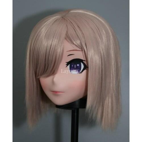 JW 34) BJD Cross Dressing Halloween Full Head Silicone Anime Fate Grand Order Mashu Kyrielight Cosplay Kigurumi Mask