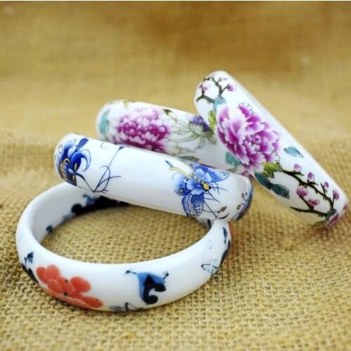 Chinese Style Handmade Ceramic bangles Pastel Charm Bangle Gifts for Women Ethnic Retro Bracelets of Jewelry 2020 Wholesale