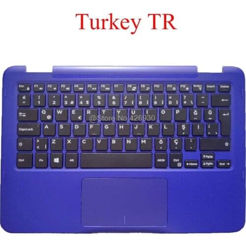 Laptop Palmrest TR keyboard For DELL For Inspiron 11 3168 3169 P25T 0PXMWY PXMWY 0R52NT R52NT 460.06Q09.0004 blue with Turkey