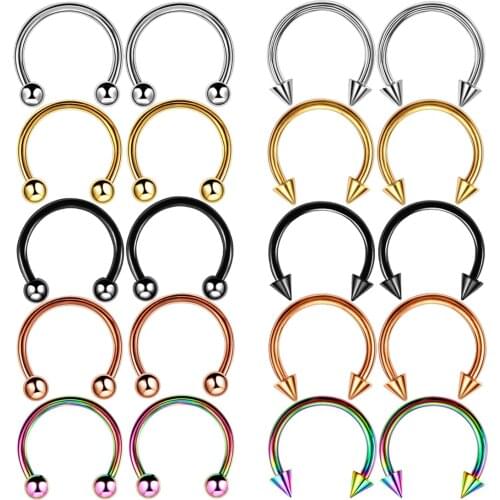 Labret Ring Stainless Steel C Ring Nose Ring Horseshoe Ring Ear Nail Body Piercing Fake Septum Piercing