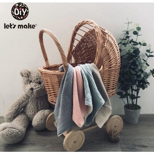 LetS Make 1pc Wooden Teether Baby Cotton Bibs Soft Baby Feeding Care Beech Wood Teether Toys Bib For New Born Sensory Toy