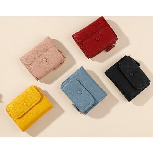 Mini Small Pu Leather Women Wallet Girl Zipper Purse Coin Storage Bag Creative Multi-function Fashion Card Package Short Wallet