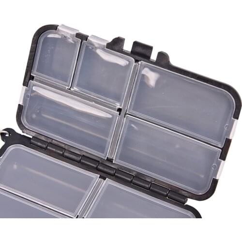 Mini Fishing Tackle Box Red 9 Compartments for Small Clear Plastic Waterproof Hooks Lures Baits Fishing Accessories Black