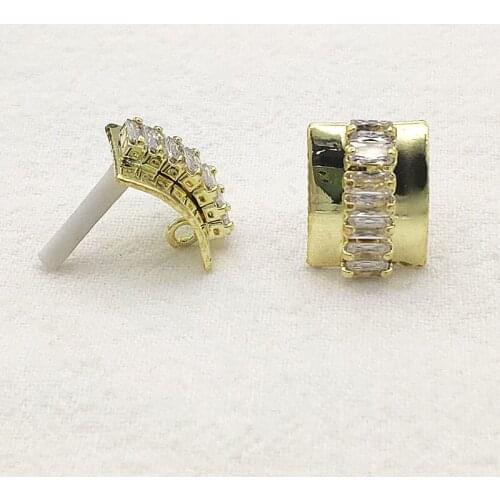 New Arrival! 15x12mm 50pcs Cubic Zirconia Copper Ear Stud For Handmade Earring DIY Parts Jewelry Findings & Components