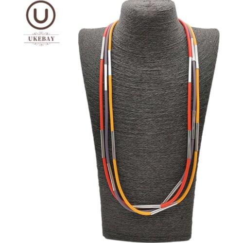 UKEBAY New Multicolor Rubber Necklaces For Female Handmade Ethnic Necklace Match Clothes Chian Party Choker Necklaces Jewellery