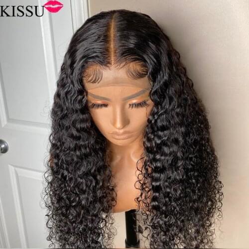 KISSU wholesale kinky curly human hair lace front wig Brazilian lace front human hair wigs for women 4x4 closure wig frontal wig