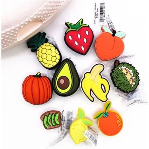Original PVC Fruits Shoe Buckle Accessories Cute Pineapple Peach Banana Shoe Decoration Jibz for Croc Charms Bracelets Kids Gift