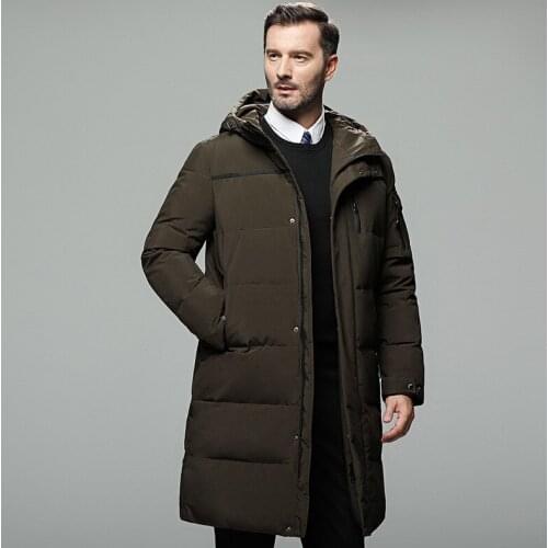Work Clothing Daddy Clothes Long over-the-Knee Thick Middle-aged Outdoor down Jacket MENS Outerwear