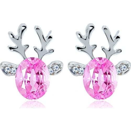 Crystal Stud Earrings For Women Jewelry Ladies Colorful Rhinestone Statement Charm Earring Antlers Ear Nail Fashion Accessories