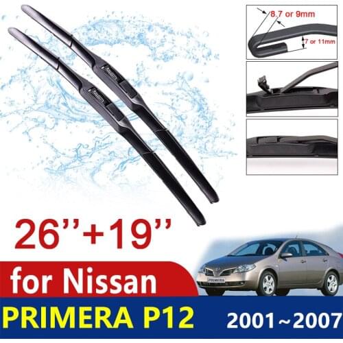 Car Wiper Blade for Nissan Primera P12 2001 2002 2003 2004 2005 2006 2007 Front Windscreen Windshield Wipers Brushes Car Goods
