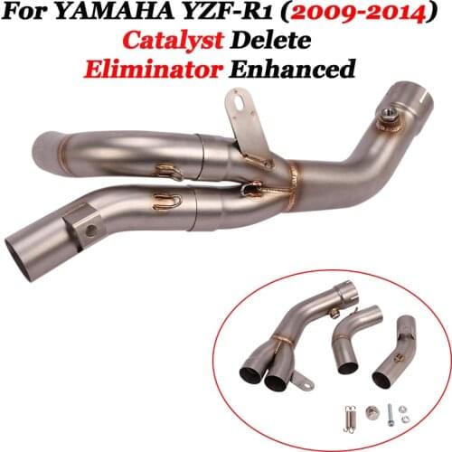 Slip on For Yamaha YZF-R1 09-14 Motorcycle Exhaust Stainless Steel Front Middle Link Pipe Catalyst Delete Eliminator Enhanced