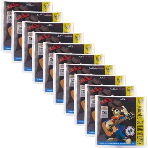 10Sets Alice Acoustic Guitar Strings Phosphor Bronze Alloy Wound 6 Strings Set A206L SL