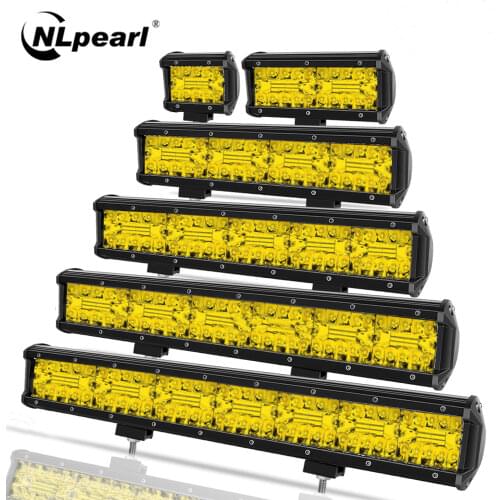 NLpearl 4-20inch LED Bar Light Offroad Yellow 120W LED Work Light for Truck Jeep SUV UAZ 4x4 Tractor ATV 12V 24V LED Fog Light