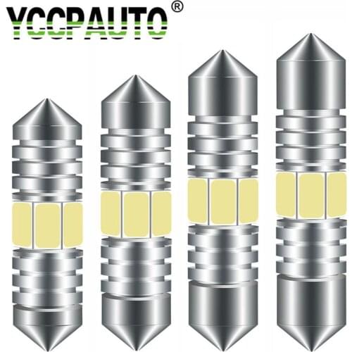 YCCPAUTO 4Pcs C10W C5W LED Bulbs Festoon 31mm 36mm 39mm 41mm Car License Plate Light Auto Interior Reading Dome Lamp 12V White