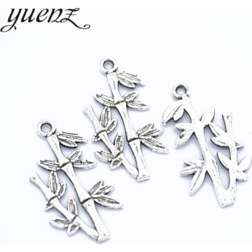 YuenZ 15pcs Antique Silver color bamboo charm Pendant Handmade Crafts for DIY Fashion Vintage Choker Necklace 29*15mm Q249