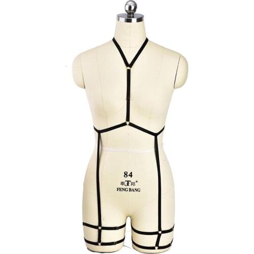 Women Sexy Body Cage Bra Adjustable Harness Bodysuit Rave Gothic Stockings Garters Harajuku Pole Dance Bondage Harness Lingerie