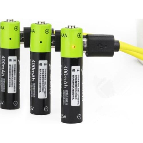 ZNTER 6pcs/lot 1.5V AAA 400mah li-polymer li-ion lithium rechargeable battery USB battery with USB charging line USB Battery