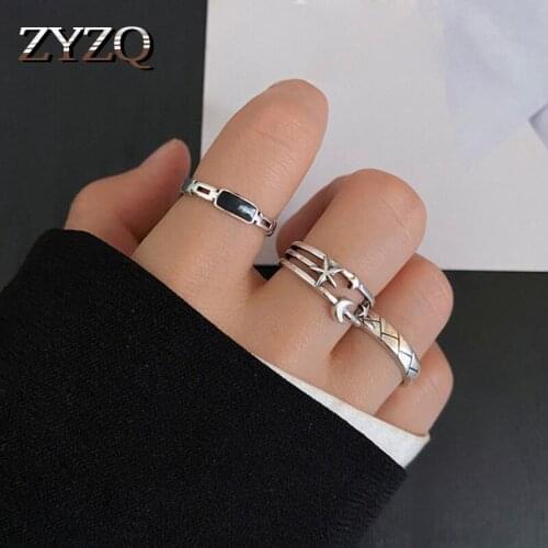 ZYZQ Fashion Silver Color Knuckle Finger Rings For Women Vintage Rock Party Ring Sets Neutral Punk Boho Jewelry Accessories