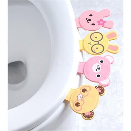 1PC Cute Cartoon Cover Lifter Toilet Seat Handle Sticker Bathroom Lid Cover Lifter Portable Sanitary Tool Restroom accessories