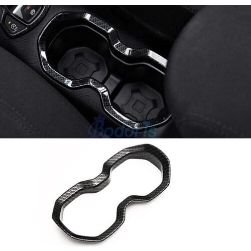 1pcs Cup Holder Trim Carbon Fiber style For Jeep Renegade 2016-2017 Car styling Accessories