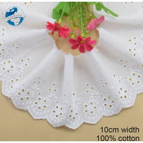 10cm white lace Cotton embroid lace sewing ribbon guipure trims or fabric warp knitting DIY Garment Accessories#3659