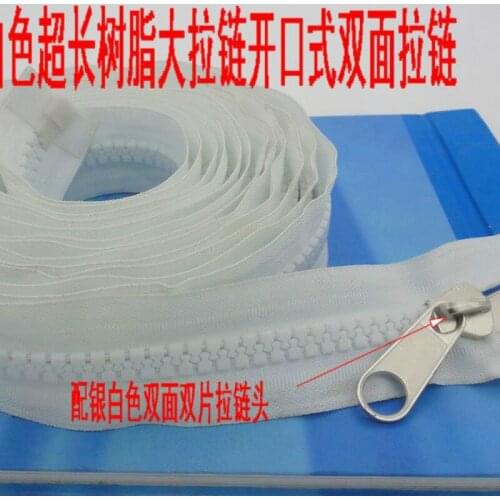 2pcs/lot #10 Oversized Long Detachable 4m Plastic Zipper Open End White Double Sliders Fastener Tent Sleeping Bag Yacht