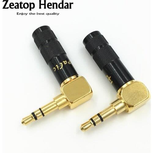 2Pcs High Quality 3.5mm 3 Pole Stereo Male Plug Angle 90 Degree Audio Plug Solder Jack Audio Connector