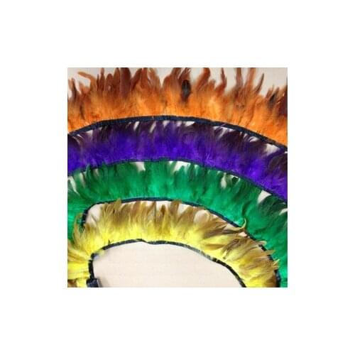 2Yards/lot 4-6"(10-15cm) Multicolor Saddle Badger Rooster Feathers Trimming Coque Feather Fringe,feathers for crafts