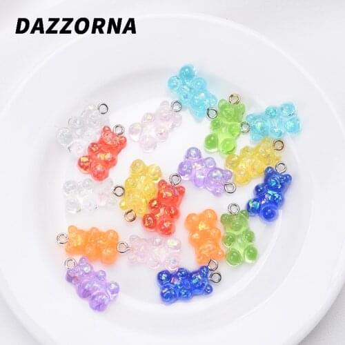 30Pcs/Lot Mixed Transparent Acrylic Beads Bear Shape Spacer Beads For DIY Jewelry Making Bracelet Necklace Pendant Accessories