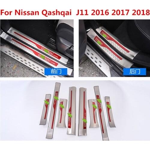 Car Accessories Silver For Nissan Qashqai J11 Scuff Plate Stainless Steel Door Sills Pedal Car Styling Sticker 2016 -2018