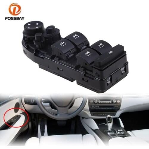 POSSBAY Car Master Power Window Switch 61319218044 Black Driver Side Window Lifter Switch Fit for BMW X6 E71 2008 2009 2010-2014