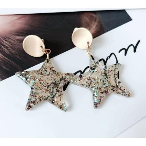 Glitter Star Resin Elegant Clip Earring