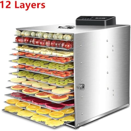 Stainless Steel 220V 12 Trays Large Food Dehydrator Pet Snacks Dehydration Dryer Fruit Vegetable Herb Meat Drying Machine