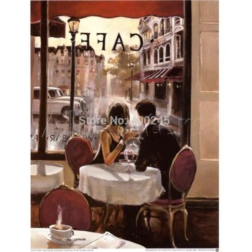 Brent Heighton Painting Canvas After Hours High quality Landscape Painting French Street Living room Decorative Art Hand painted