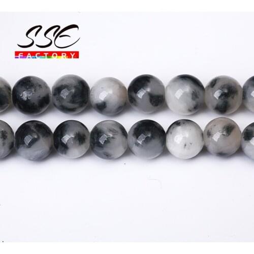 Natural Stone Beads Round Black White Persian Jades Loose Spacer Beads For Jewelry Making DIY Bracelet Accessories 15'' 6/8/10mm