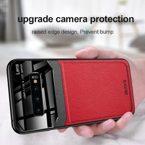 For Samsung Galaxy S10 S10Plus S10E Case Shockproof Soft Bumper Leather Case For Galaxy S9 S8 Plus Cover Luxury Phone Case Shell