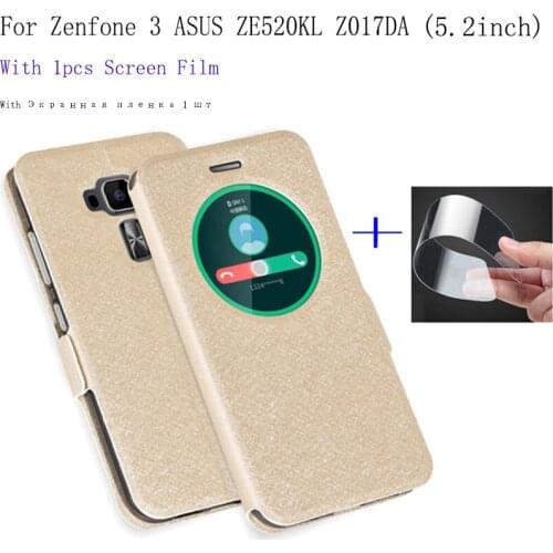 2pcs 5.2inch Smart View Window Shell For ASUS Zenfone 3 ZE520KL Z017DA Case Cover flip PU Leather phone cases back cover bags