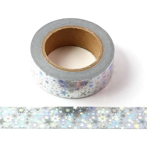 15mm*10m The shining stars laser Journal Decorative Adhesive Tape Masking Washi Tape DIY Scrapbooking Sticker Label stationery