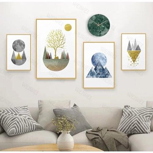 Child Room Solar System Picture Planet Earth Moon Wall Art Mountain Peak Abstract Canvas Print Painting Nordic Decoration