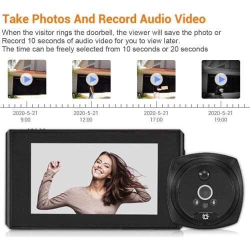 4.3inch 4X Zoom 160 Degree Wide Angle Digital Peephole Viewer Motion Detection Video Doorbell Visual Door Phone