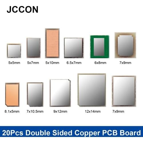 20Pcs Double Sided Copper PCB Board FR4 Fiberglass Copper Clad Plate Circuit Board Fr4 Circuirts 1.0mm 5x5 5x7 5x10 6x8mm